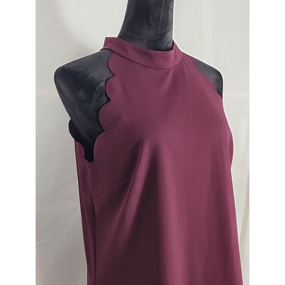 Fortune + Ivy Scalloped Halter Dress Burgundy Midi Dress X-Large Sleeveless NWOT - Picture 3 of 11